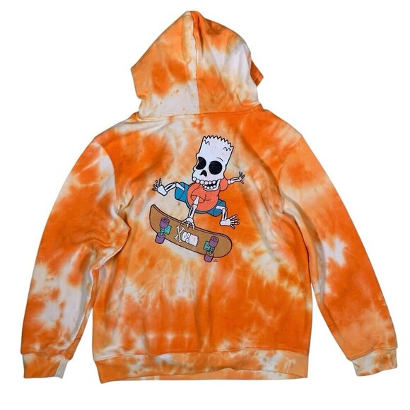 The Simpsons Tie Dye Hoodie Orange White Graphic Pullover XXL - Picture 2 of 5